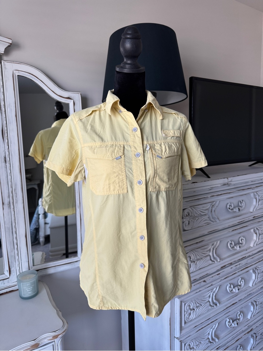 Habitat Light Yellow Short-Sleeve Button-Down Hiking/Fishing Shirt